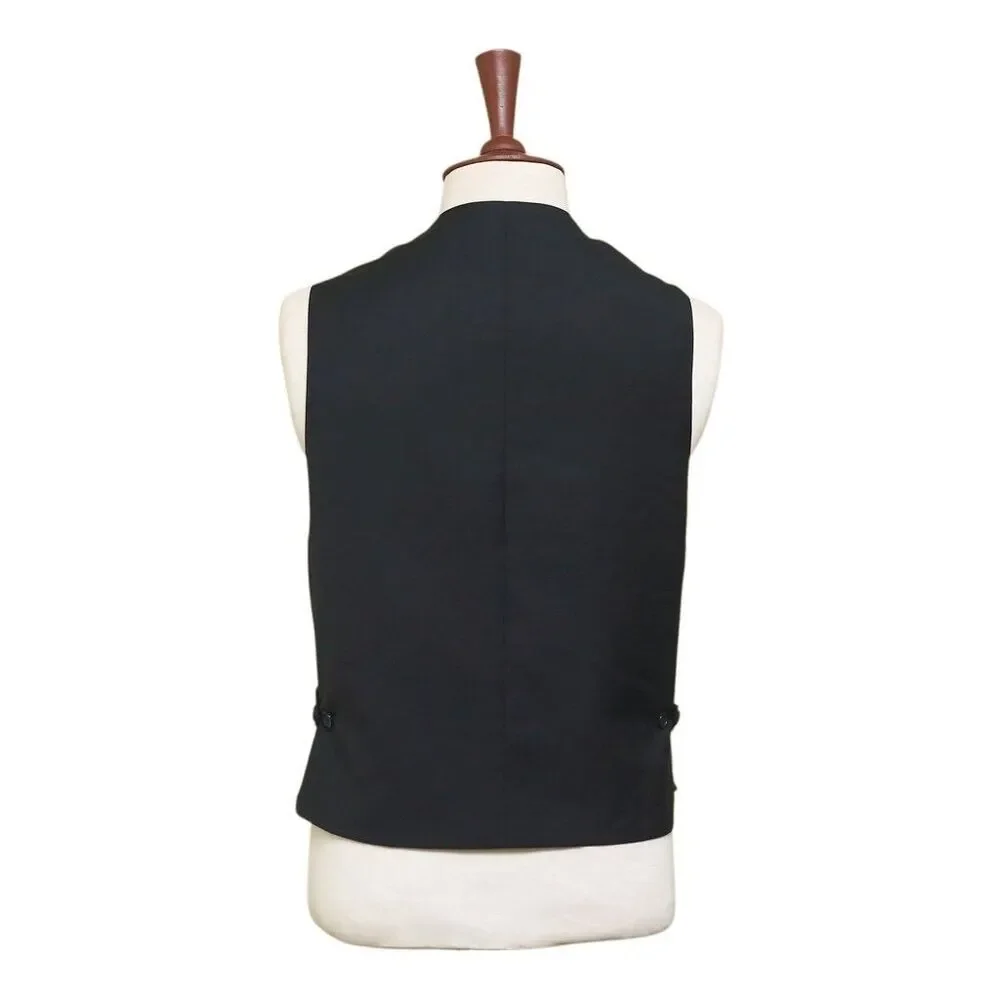 Mens 46R Wool Tartan Plaid Vest Red Black Waistcoat Formal Wedding Party Dress - Picture 2 of 8